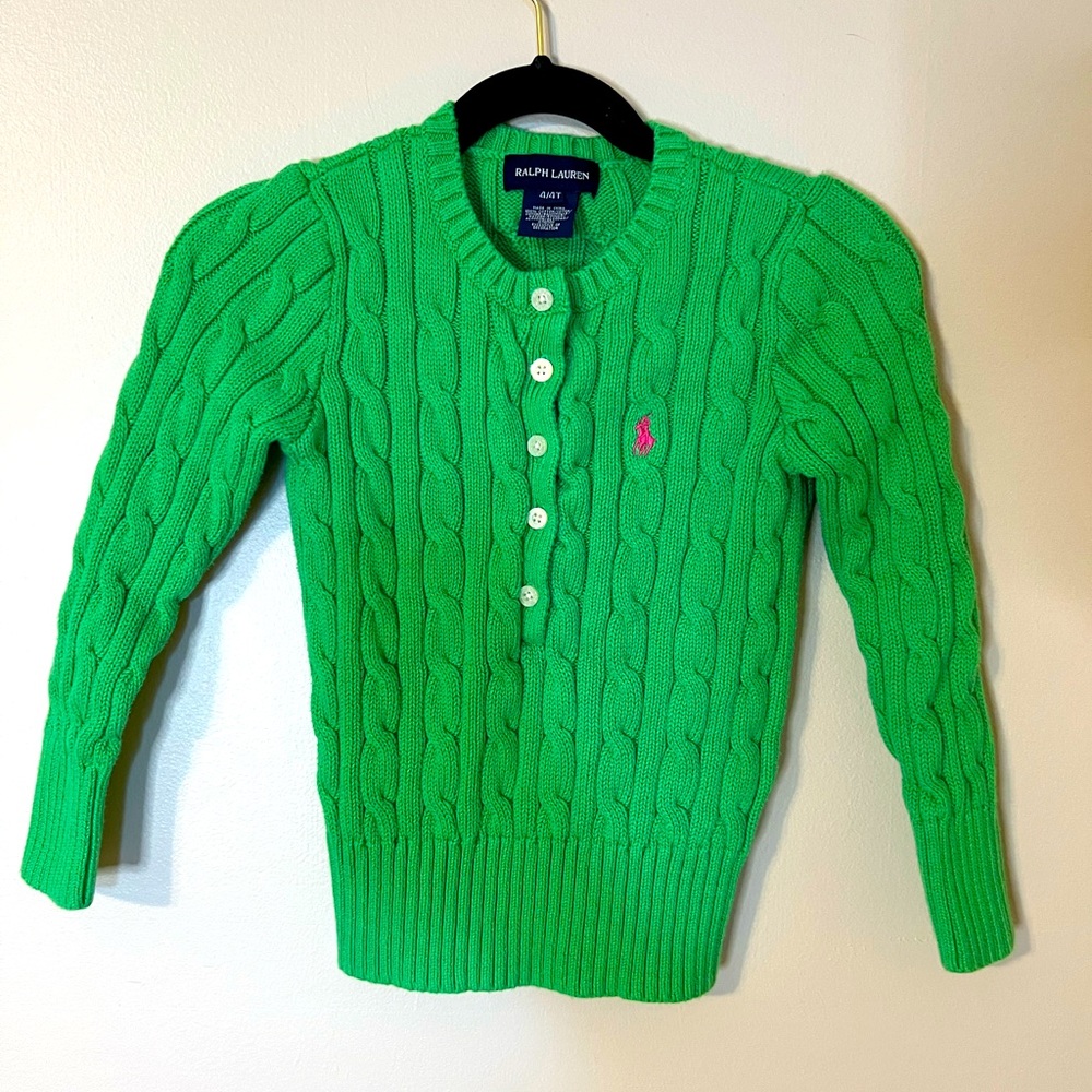 4t Green Ralph Lauren Cable Knit Sweater!